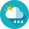 cloudy with rain and a touch of sun icon